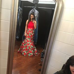 Sherri Hill Red Floral Prom Dress